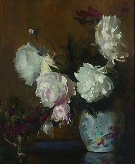 Edmund Charles Tarbell - Peonies花卉水果蔬菜器皿静物印象画派写实主义油画装饰画
