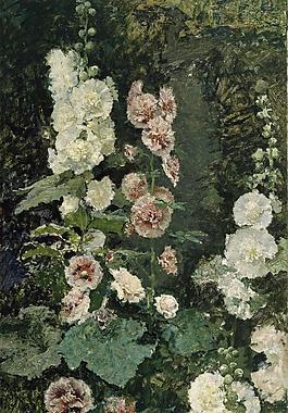 Fortuny Marsal, Mariano - Malvas reales, Ca. 1872花卉水果蔬菜器皿靜物印象畫(huà)派寫實(shí)主義油畫(huà)裝飾畫(huà)
