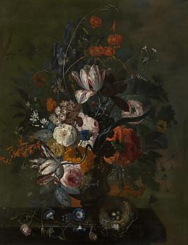 Justus van Huysum - Bouquet of flowers花卉水果蔬菜器皿静物印象画派写实主义油画装饰画