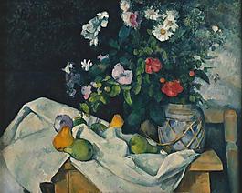 Paul Cezanne - Fleurs dans un pot de gingembre et fruits花卉水果蔬菜器皿靜物印象畫(huà)派寫(xiě)實(shí)主義油畫(huà)裝飾畫(huà)