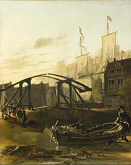 Adam Pynacker - View of a Harbor in Schiedam西方古典風景建筑自然水景山水田園印象派寫實主義油畫裝飾畫
