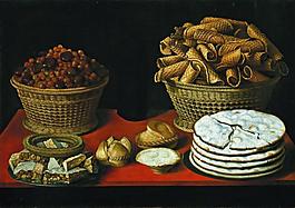 Hiepes, Tomas - Dulces y frutos secos sobre una mesa, First third of 17 Century静物植物动物食物家禽水果印象派写实主义油画