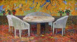 Henri Martin - Under the Big Chest-Nut Tree of Marquyarol, Autumn, 1915静物植物动物食物家禽水果印象派写实主义油画装饰画