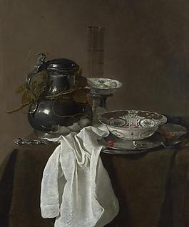 Jan Jansz. Treck - Still Life with a Pewter Flagon and Two Ming Bowls靜物植物動物食物家禽水果印象派寫實主義油畫裝飾畫