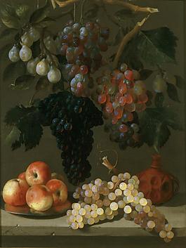 Espinosa, Juan de - Bodegon de uvas, manzanas y ciruelas, Ca. 1630静物水果瓜果蔬菜器皿食物印象画派写实主义油画装饰画