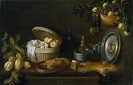 Hiepes, Tomas - Bodegon, 1668靜物水果瓜果蔬菜器皿食物印象畫派寫實主義油畫裝飾畫
