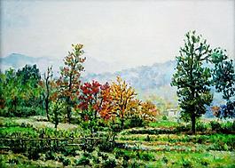 330 (43)風(fēng)景建筑田園植物水景田園印象畫派寫實(shí)主義油畫裝飾畫