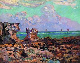 Armand Guillaumin - Saint-Palais-la-Pierri貓re. Low Tide, 1893風景建筑田園植物水景田園印象畫派寫實主義油畫裝飾畫