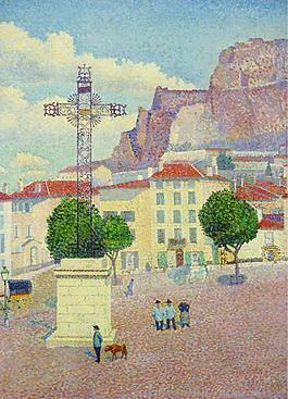 Albert Dubois-Pillet - Le Puy, Square under the Sun, 1889-90風(fēng)景水景河流海洋植物樹木田園印象畫派寫實(shí)主義油畫裝飾畫