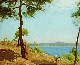 Algernon Mayon Talmage - The Goat Herder, 1925風(fēng)景水景河流海洋植物樹(shù)木田園印象畫(huà)派寫(xiě)實(shí)主義油畫(huà)裝飾畫(huà)