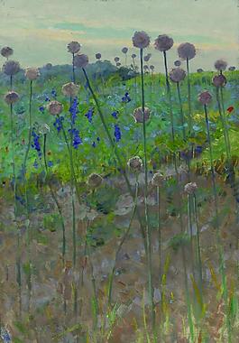 Charles Sprague Pearce - Wild Flowers, 1902風(fēng)景水景河流海洋植物樹木田園印象畫派寫實(shí)主義油畫裝飾畫