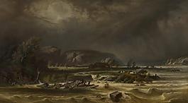Ferdinand Joseph Bernard Marinus - The Meuse at Polivache高清古典风景人物天使宗教建筑印象派写实主义油画装饰画