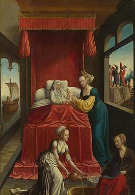 Netherlandish - The Birth of the Virgin高清西方古典人物宗教人物神話人物巴洛克藝術(shù)油畫裝飾畫