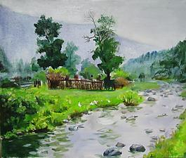 fengjign03 (15)风景建筑田园植物水景田园印象画派写实主义油画装饰画