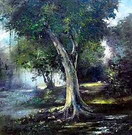鏅ㄦ灄风景建筑田园植物水景田园印象画派写实主义油画装饰画