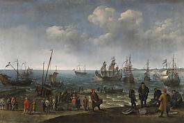Willaerts, Adam - Playa con pescadores, 1627大師畫家古典畫古典建筑古典景物裝飾畫油畫