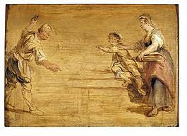Peter Paul Rubens - Kitchen Maid, Butcher and Boy around a Table德国画家彼得保罗鲁本斯peter paul rubens宫廷人物人体油画
