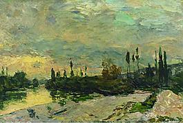 Albert Lebourg - The Sunset at the Seine near Vetheuil法国画家阿尔伯特勒堡Albert Lebourg印象派风景自然山水油画装饰画