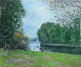 Alfred Sisley - A Turn of the River Loing, Summer, 1896法國畫家阿爾弗萊德西斯萊alfred sisley印象派自然風(fēng)景天空油畫裝飾畫