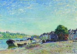 Alfred Sisley - The Banks of Loing at Saint-Mammes, 1885法國畫家阿爾弗萊德西斯萊alfred sisley印象派自然風(fēng)景天空油畫裝飾畫