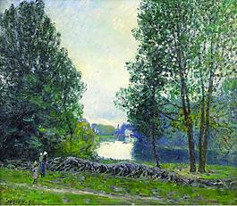Alfred Sisley - The Banks of the River Loing, 1896法國畫家阿爾弗萊德西斯萊alfred sisley印象派自然風(fēng)景天空油畫裝飾畫