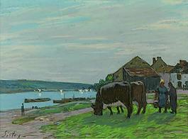 Alfred Sisley - The Cows at Pasture, 1897法國畫家阿爾弗萊德西斯萊alfred sisley印象派自然風(fēng)景天空油畫裝飾畫
