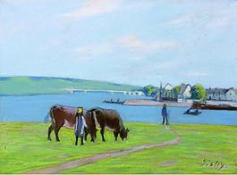 Alfred Sisley - The Cows at the Bank of the Seine at Saint-Mammes, 1885法國畫家阿爾弗萊德西斯萊alfred sisley印象派自