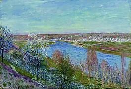 Alfred Sisley - The Village in Champagne, Sunset, April, 1885法國畫家阿爾弗萊德西斯萊alfred sisley印象派自然風(fēng)景天空油畫裝飾畫