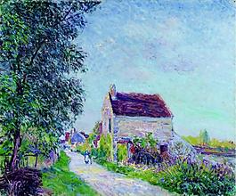 Alfred Sisley - The Village of Sablons, 1885法國(guó)畫(huà)家阿爾弗萊德西斯萊alfred sisley印象派自然風(fēng)景天空油畫(huà)裝飾畫(huà)