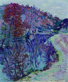 Armand Guillaumin - Banks of the Sedelle, Crozant, 1905法國畫家阿曼吉約曼armand guillaumin印象派風景人物田園油畫裝飾畫