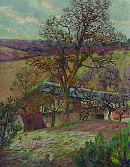 Armand Guillaumin - Farm and Trees at Saint-Cheron, 1893法國畫家阿曼吉約曼armand guillaumin印象派風景人物田園油畫裝飾畫