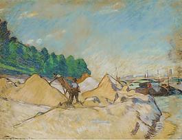 Armand Guillaumin - The Quay of the Siene at Paris, 1882法國畫家阿曼吉約曼armand guillaumin印象派風景人物田園油畫裝飾畫