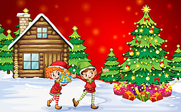 卡通圣誕節插畫矢量素材