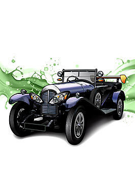 老爺車插畫