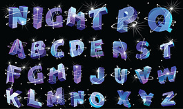 星光線條纏繞的立體字體矢量素材