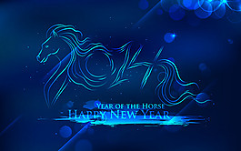 2014馬年夢(mèng)幻藍(lán)矢量素材04