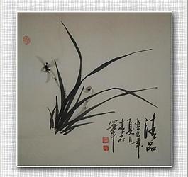 青石 國畫 蘭花圖片