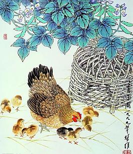 母雞覓食圖片