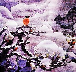 春雪玉蘭圖圖片