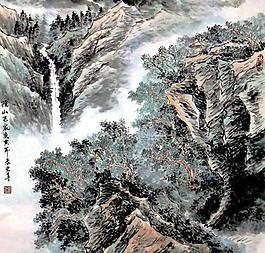 溪山飛泉圖片