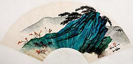 扇画山水图片