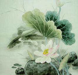 荷魚圖圖片