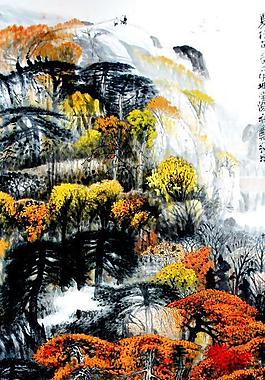 秋山紅樹圖圖片