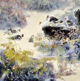 荷塘殘雪圖片