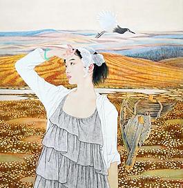 陽光 花地 少女圖片