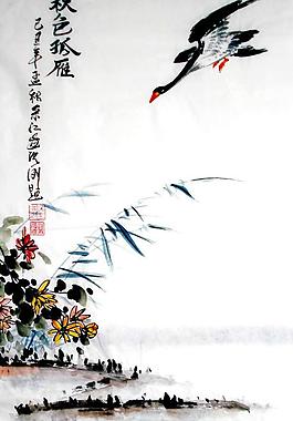 秋色孤雁图片