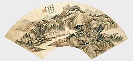扇画山水图片