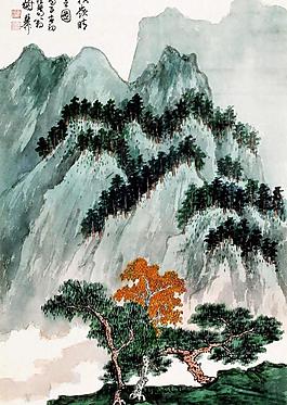 秋嶺晴云圖圖片
