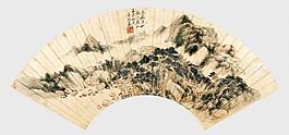 扇画山水图片