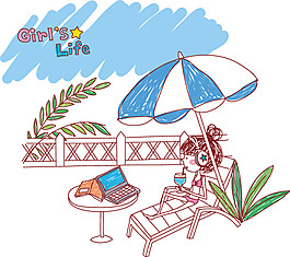 時(shí)尚女孩夏日休閑矢量圖